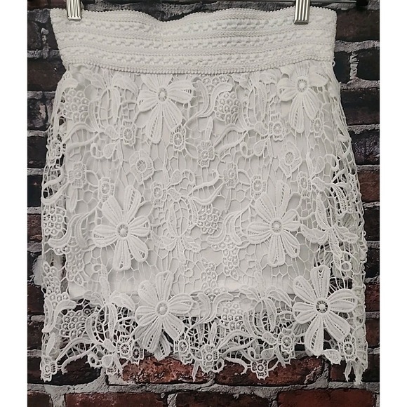 Decree Dresses & Skirts - Decree‎ Crochet Skirt White Small Beach Swim Cover Up Bride Bachelorette Bridal